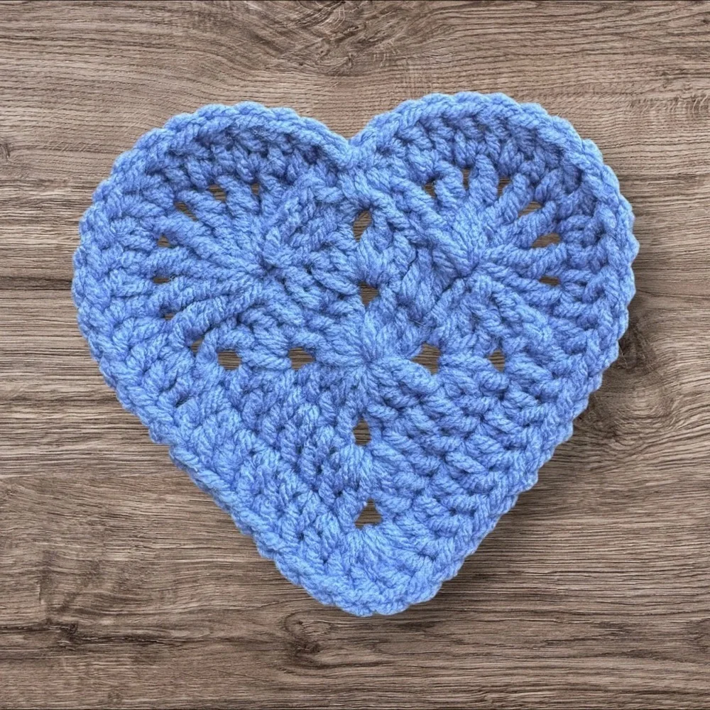 Blue Heart Crochet Coaster